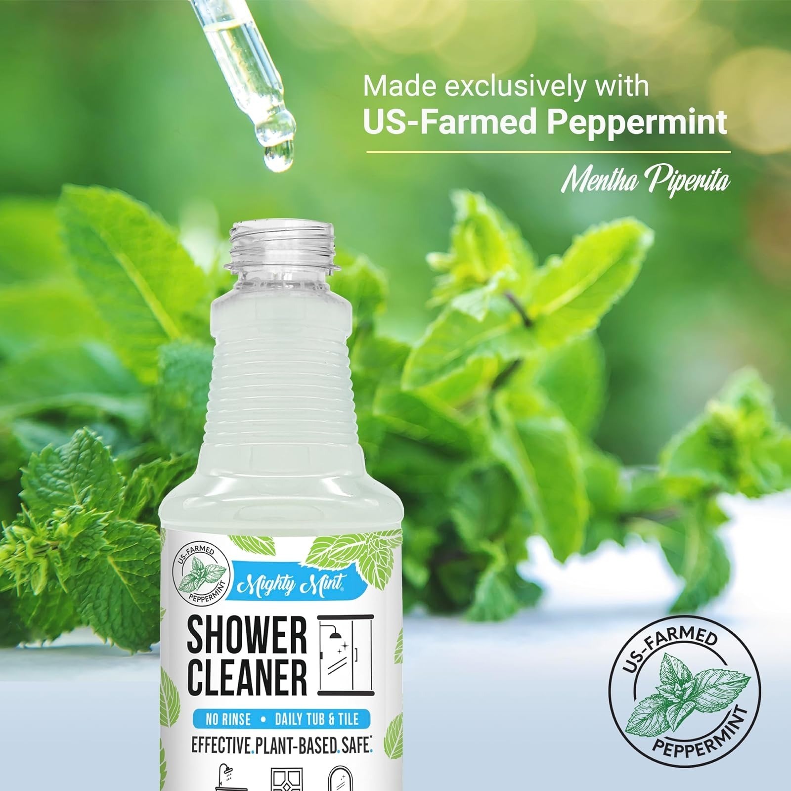 Mighty Mint Daily Shower Cleaner Spray – No Rinse, Plant Based 16 oz