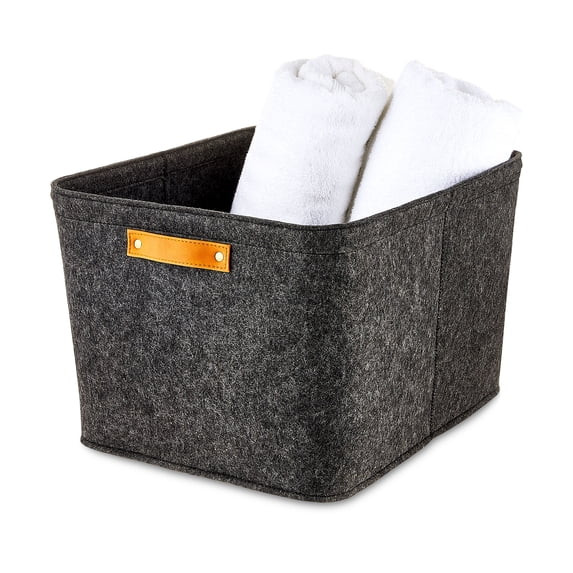 Set 2 Mainstays Dark Gray Felt Decorative Storage Basket, 15x 11.02x 7.87 in