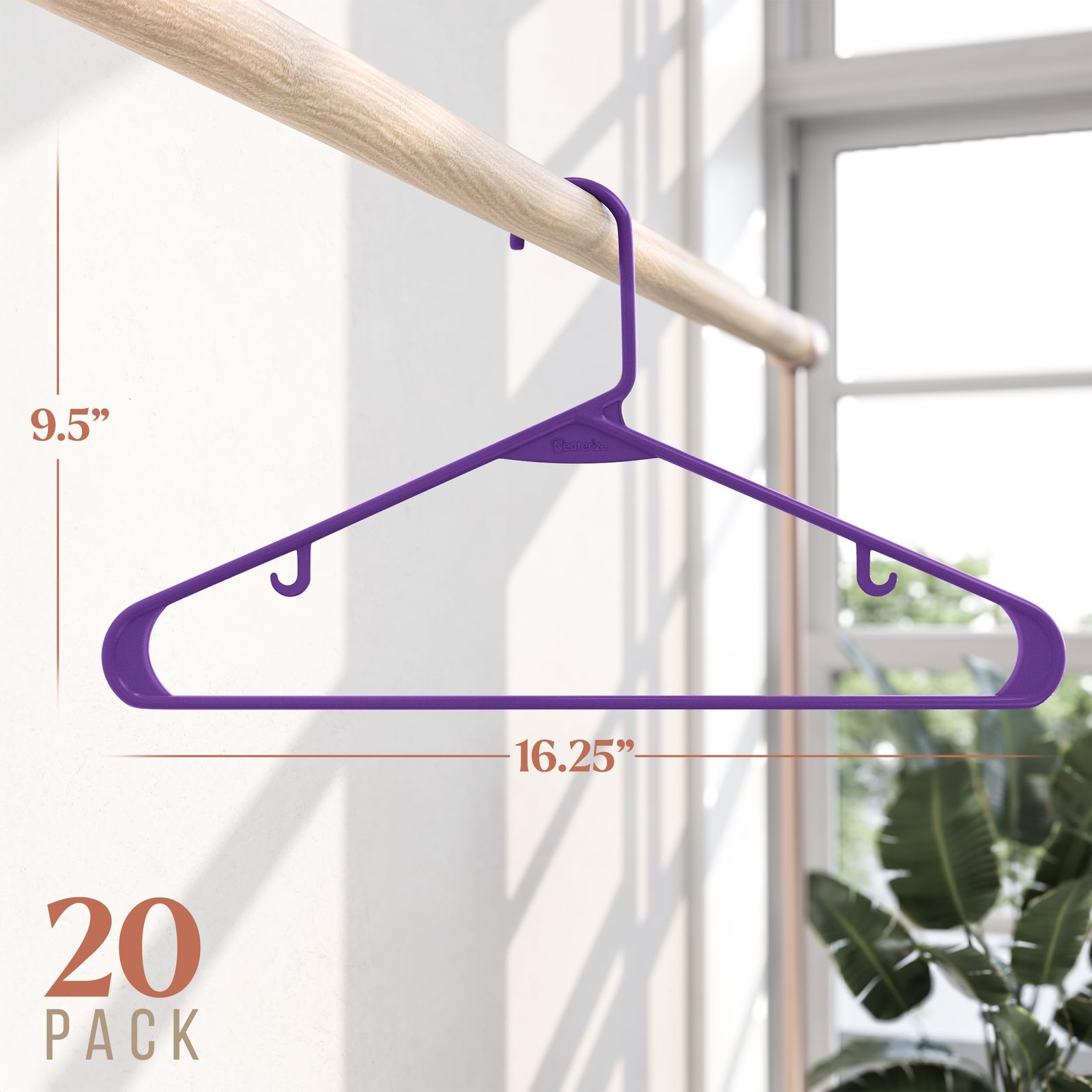 Purple Plastic Hangers 20 Pack – Space Saving Clothes Hangers for Closet