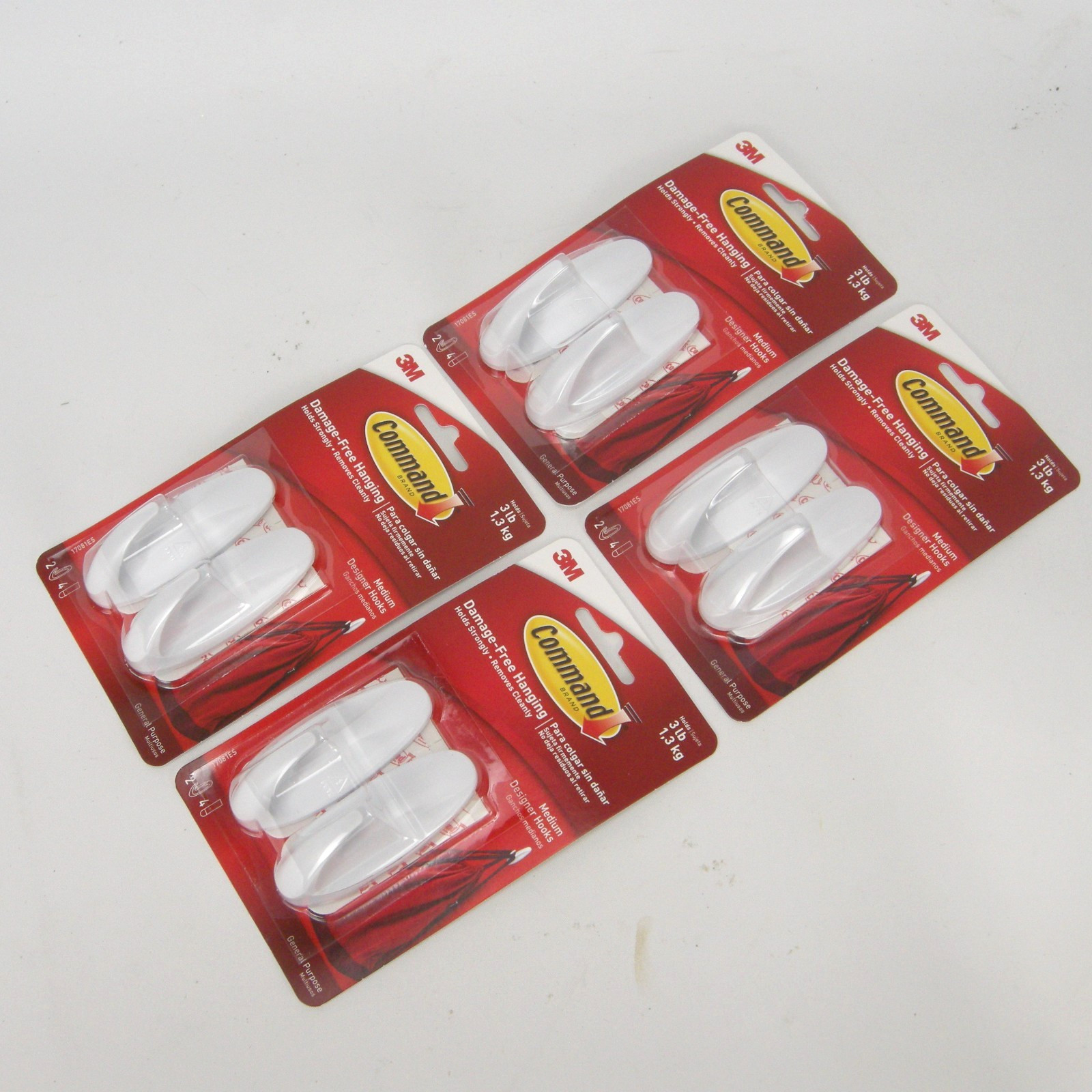 3M Command Hooks 3 Lb Medium Designer Lot of 8 Hooks NIP
