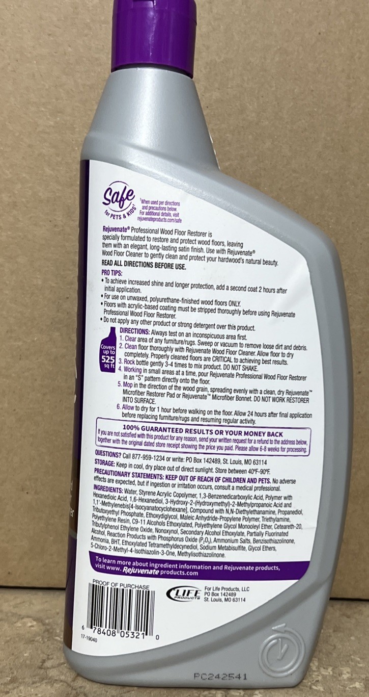 Rejuvenate Wood Floor Professional Restorer Satin/Matte Finish 32oz