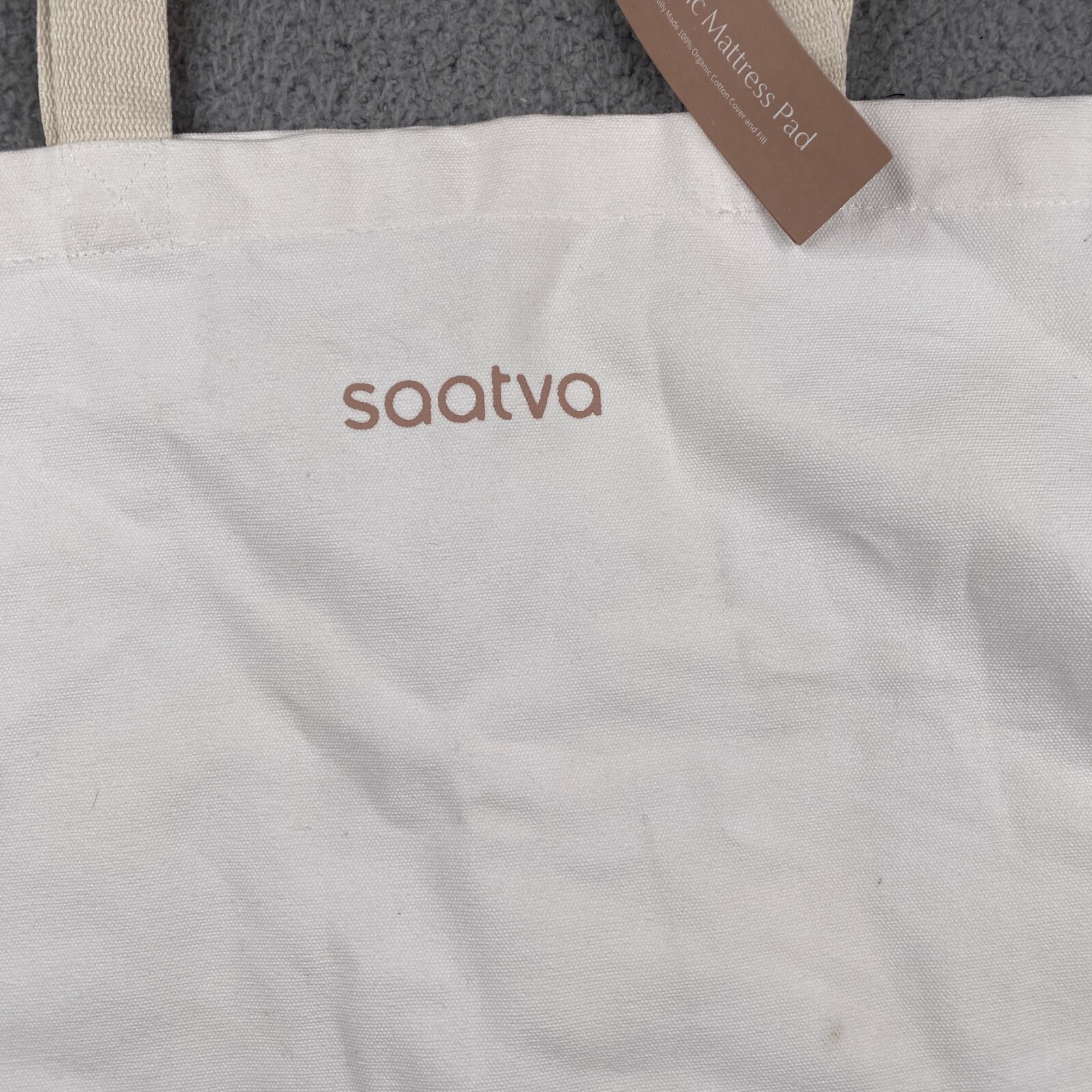 Saatva Tote Canvas Bag White Organic Cotton 18x23in NEW NWT
