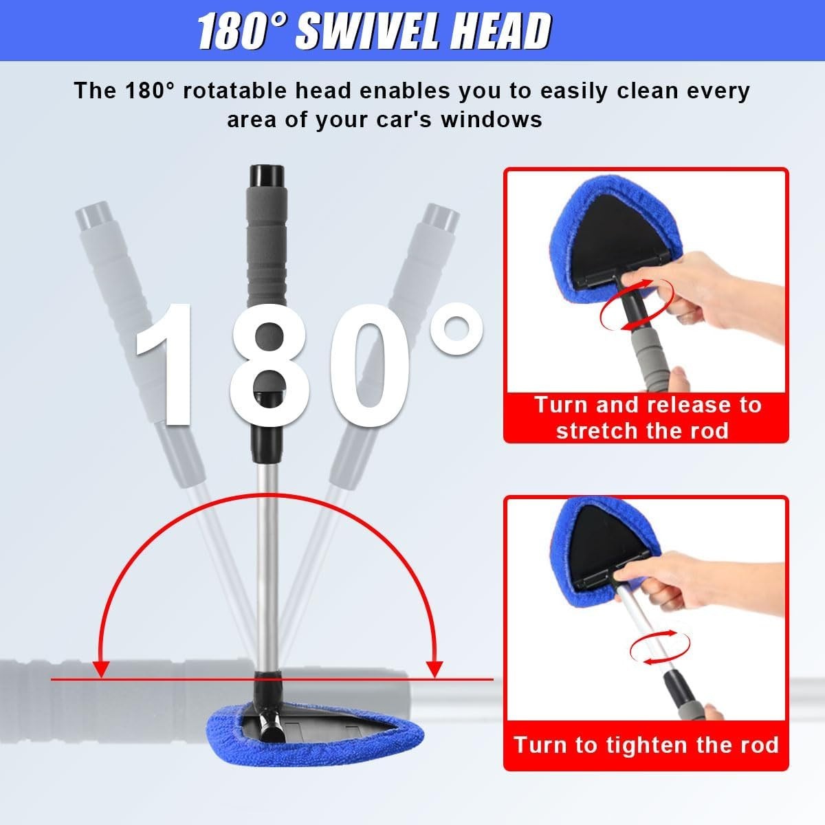 Windshield Cleaning Tool Car Window Glass Wiper Cleaner Brush Pad Extendable