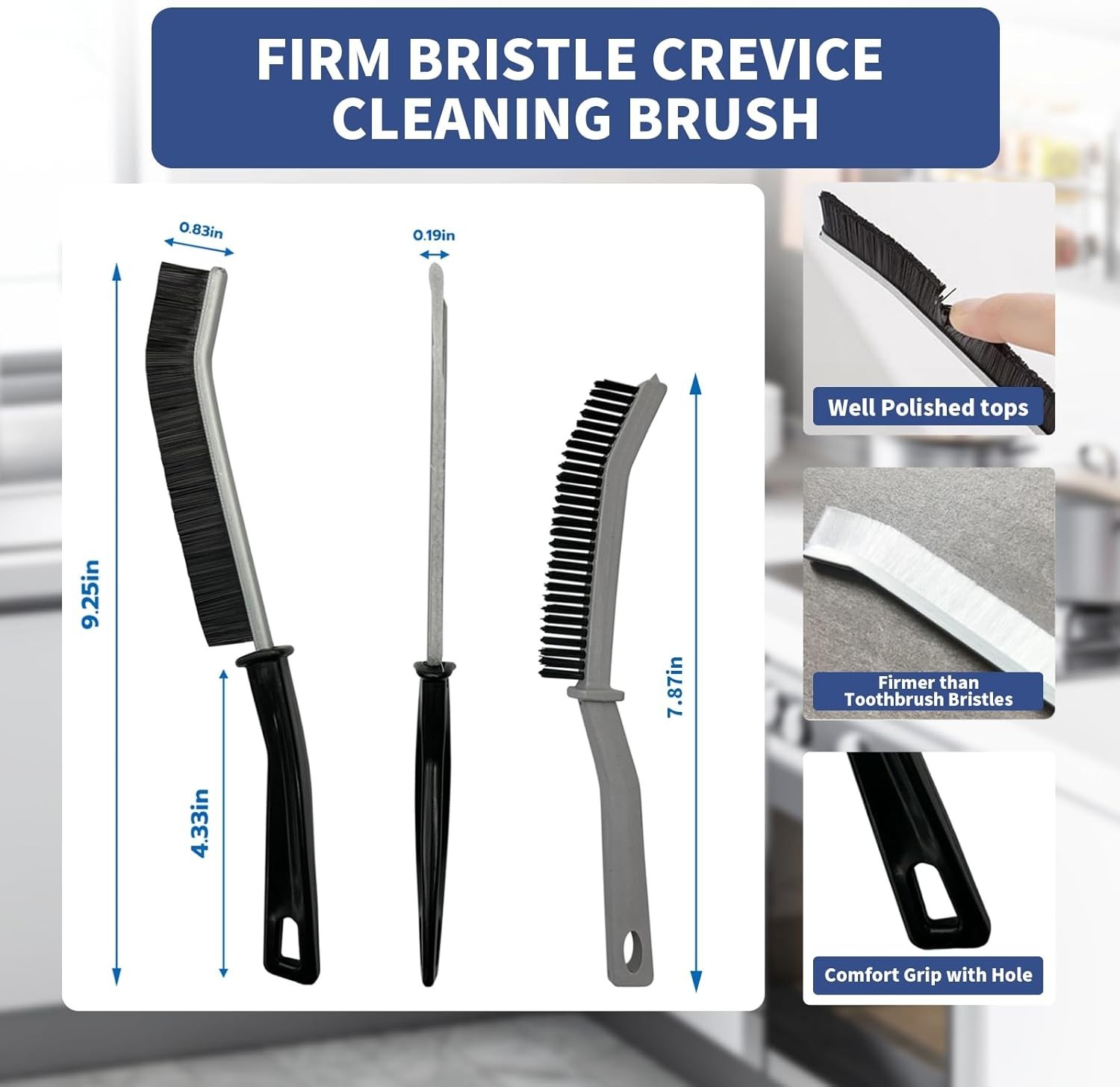 Crevice Cleaning Brush, Hard-Bristled Gap Scrub Brush, Toilet Gap Cleaning Br…