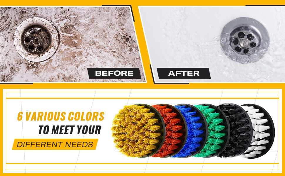 6 Pcs Drill Brush Attachment Power Scrubber Cleaning Kit Multi Purpose Drill