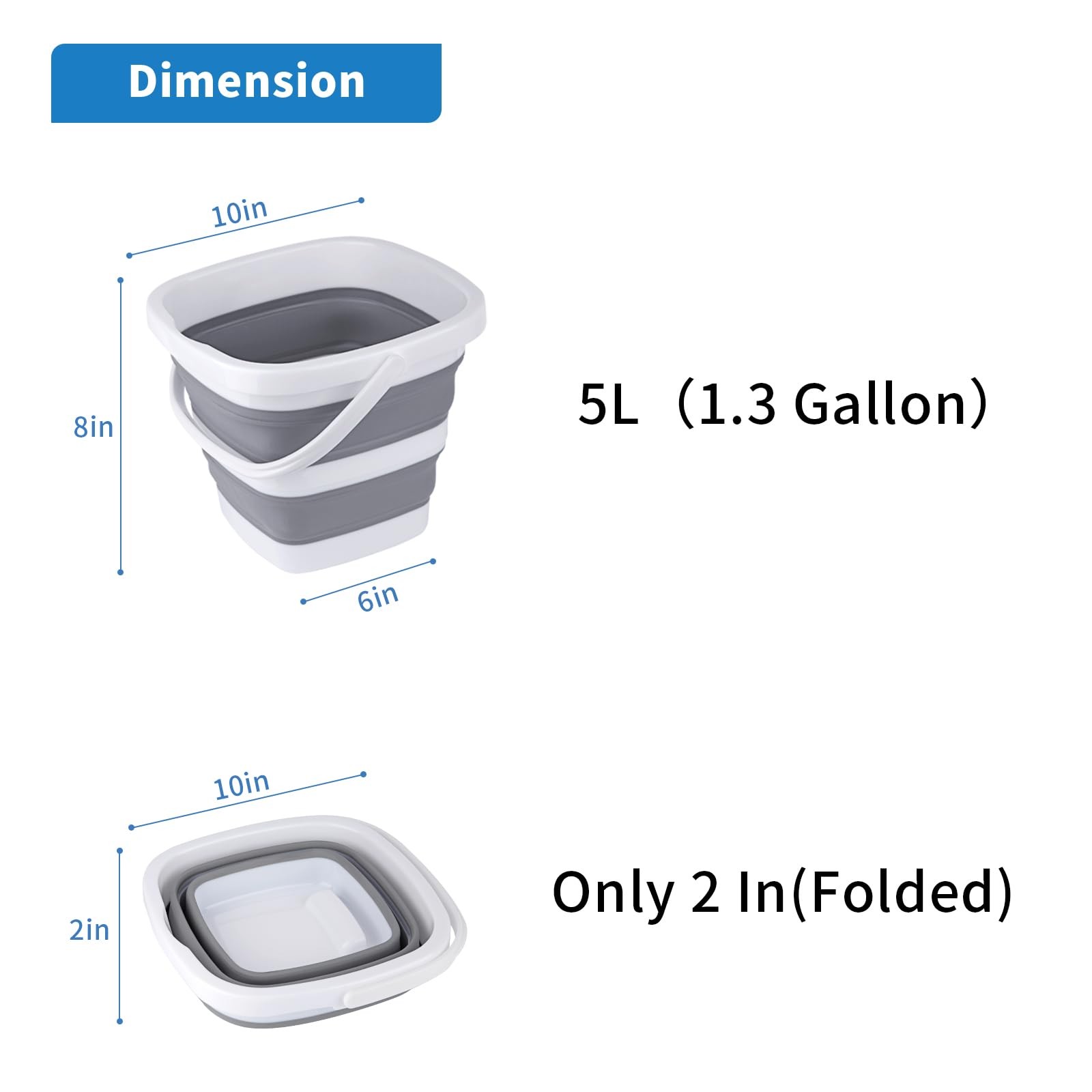 Collapsible Bucket, 5L 1.3Gallon Small Cleaning Mop Buckets for Household Out…