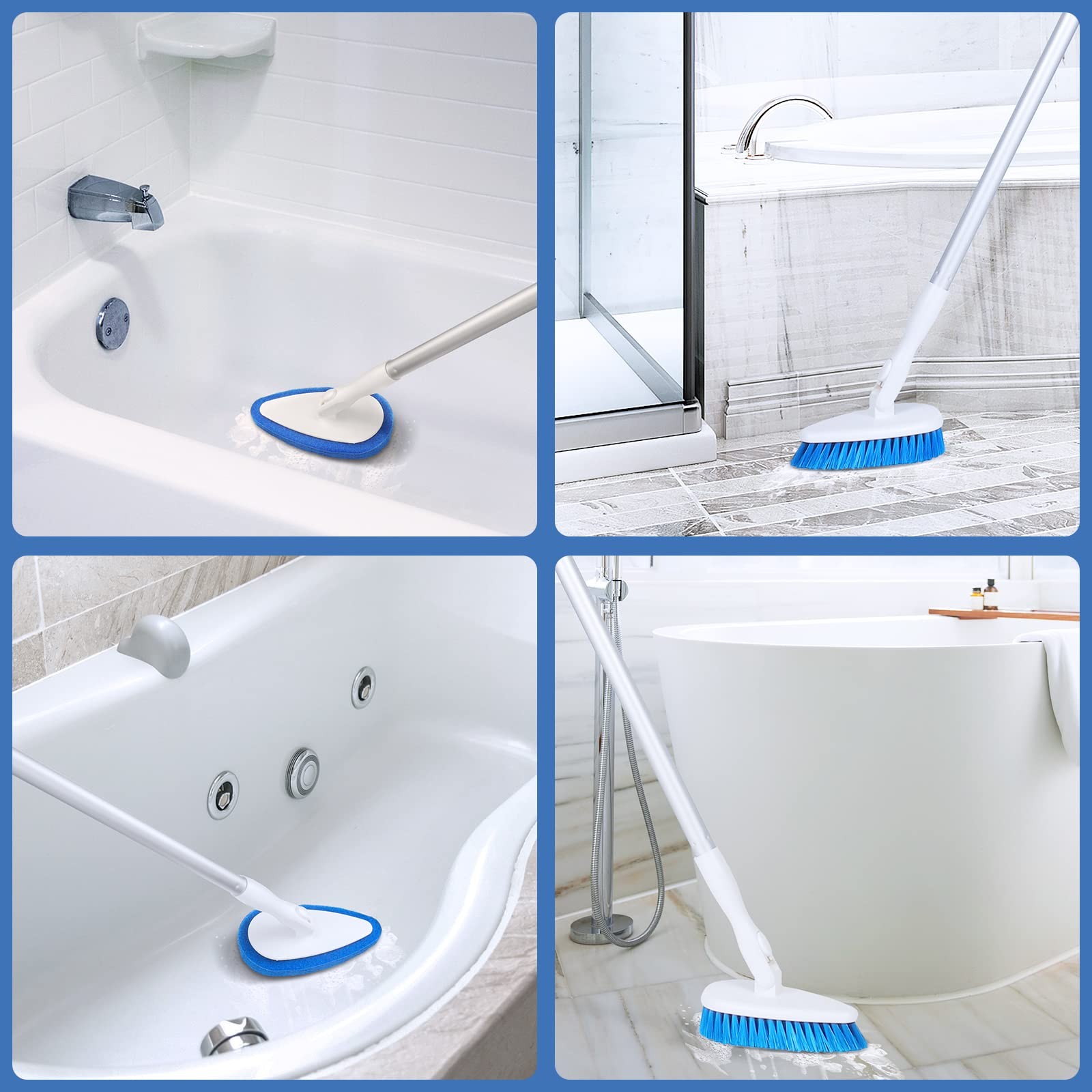 Qaestfy Shower Bathtub Tub and Tile Scrubber Brush with 51” 130cm:7, Blue