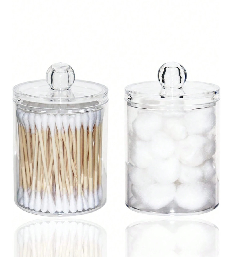1 pc Plastic Pill Bottles Set, Q-tip Holder & Swab Organizer for Bathroom Use
