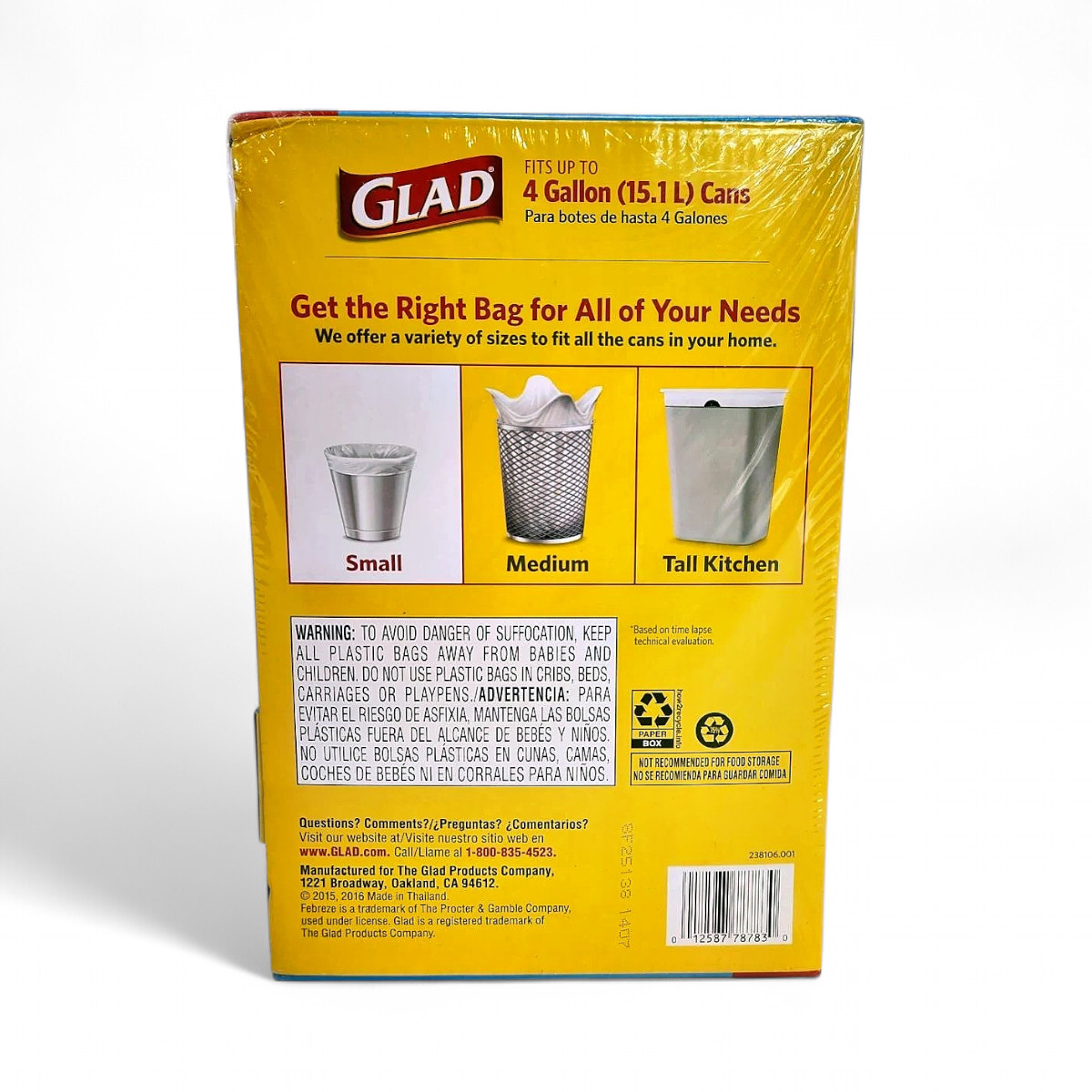 Glad Small 4-Gallon Twist-Tie White Trash Bags, Fresh Clean Scent – 156 Count