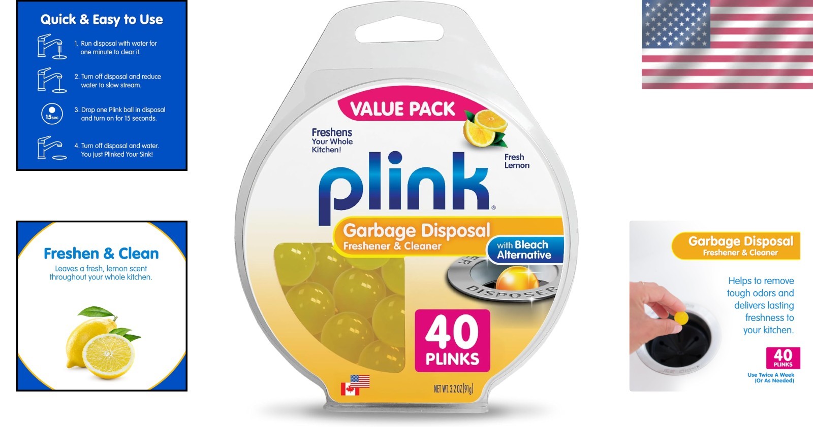 Lemon Scented Garbage Disposal Cleaner Balls – 40 Count, Biodegradable Formula