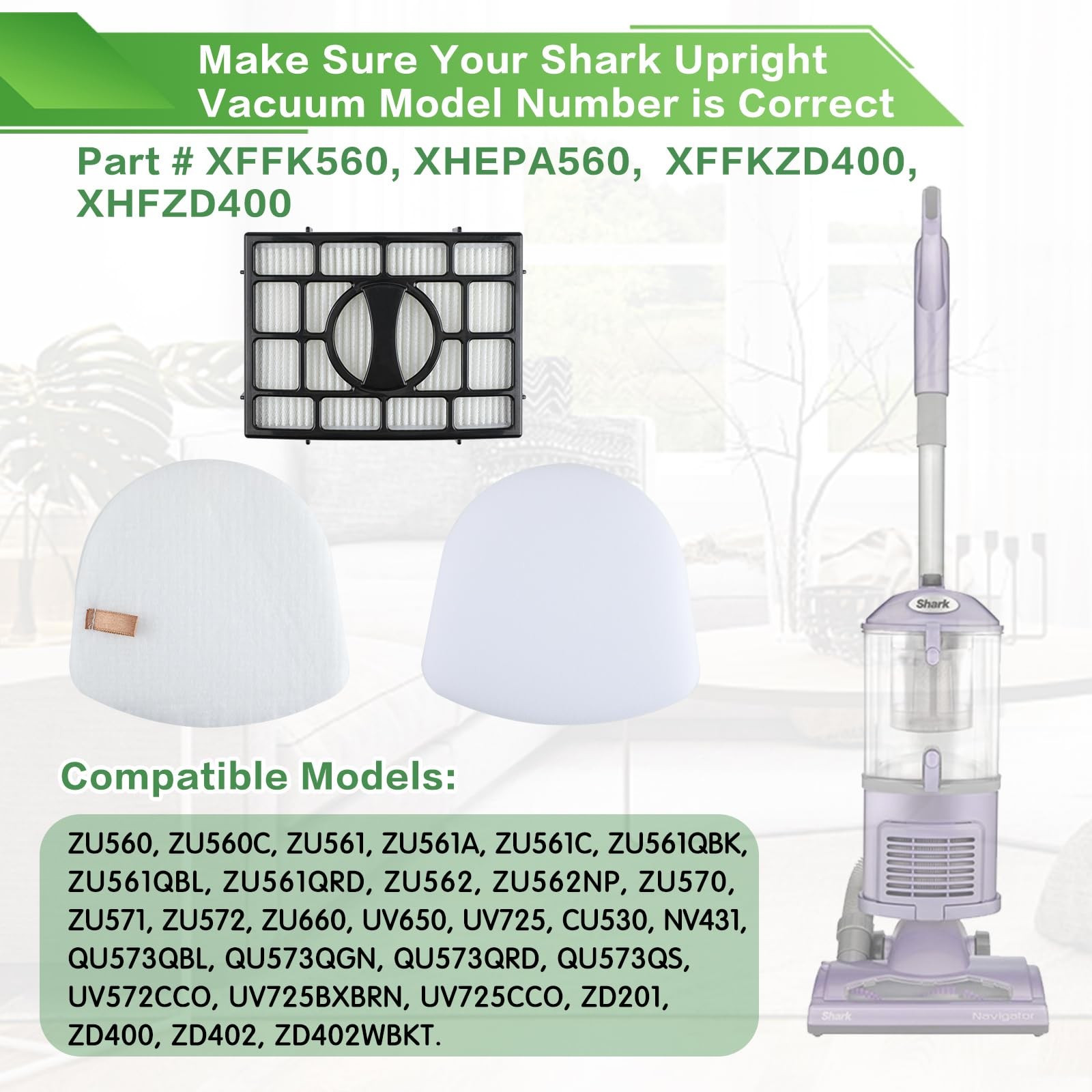 Filter Replacement for Shark ZU560 ZU561 ZU562 ZU572 UV650 UV725 ZU660 CU530 …