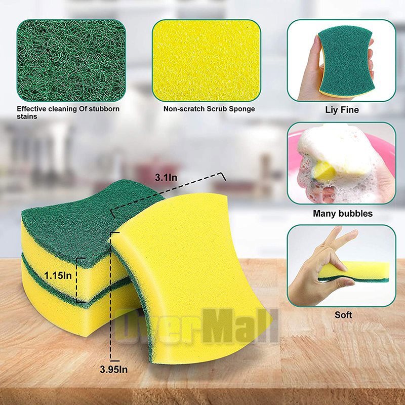 6-72 pcs Scrub Scrubbing Sponges Kitchen Cleaning Non-Scratch Stove Dish Sponge