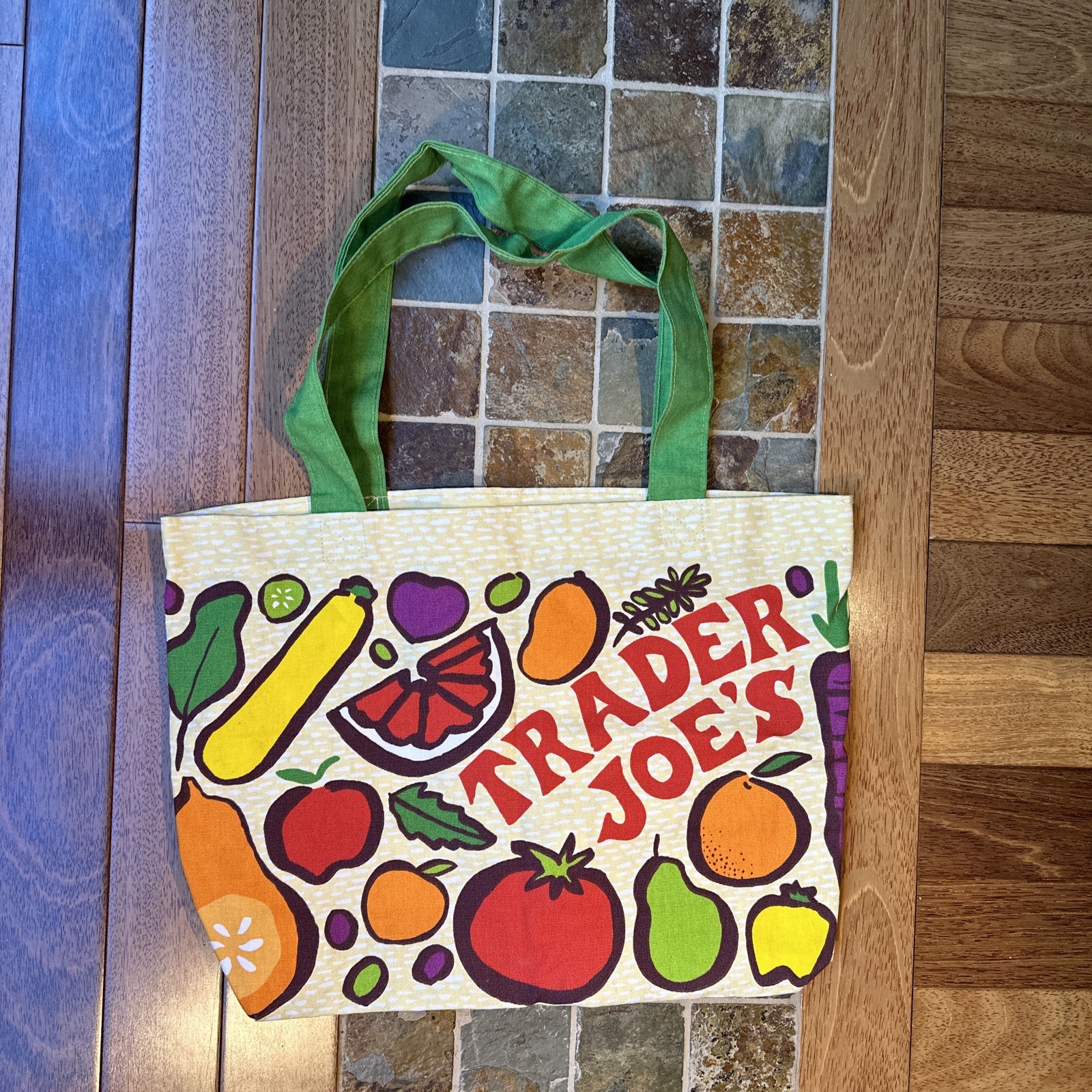 TRADER JOE’S Reusable Canvas Shopping Grocery Tote Bag Fruits Vegetables USA
