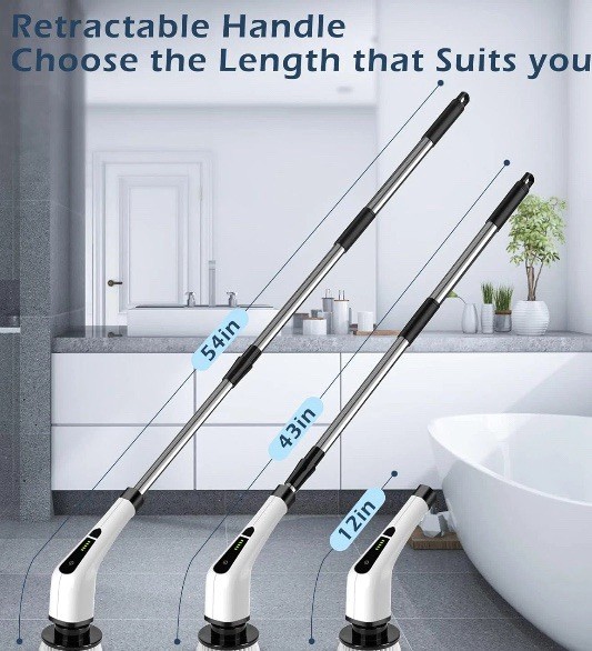 Electric Spin Scrubber, Cordless Cleaning Brush Scrubber for Home, 8 Replaceable