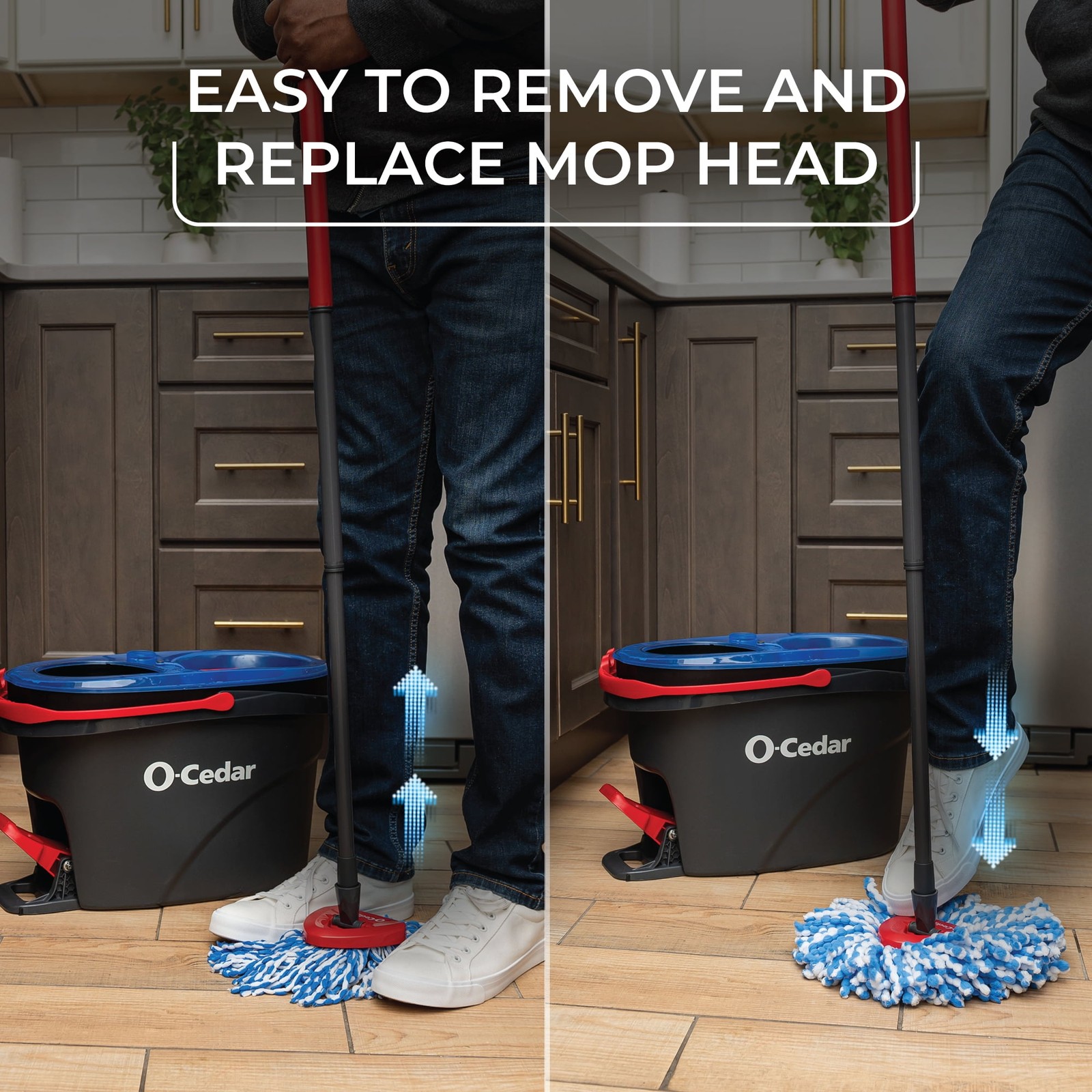 O-Cedar RinseClean Spin Mop With 2-Tank System and Microfiber Mop Head