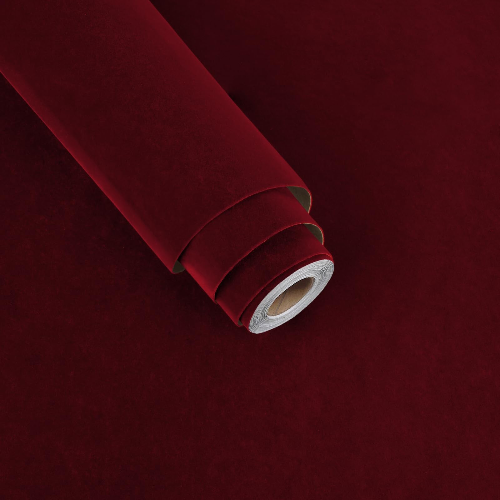 Wallderful Dark Red Fabric Velvet Wallpaper Soft Felt 11.8″W x 78″L,