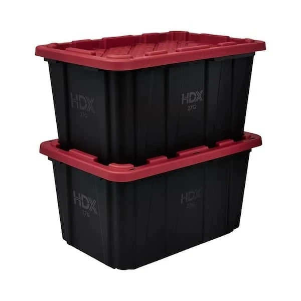 27 Gal. Tough Storage Tote in Black and Red