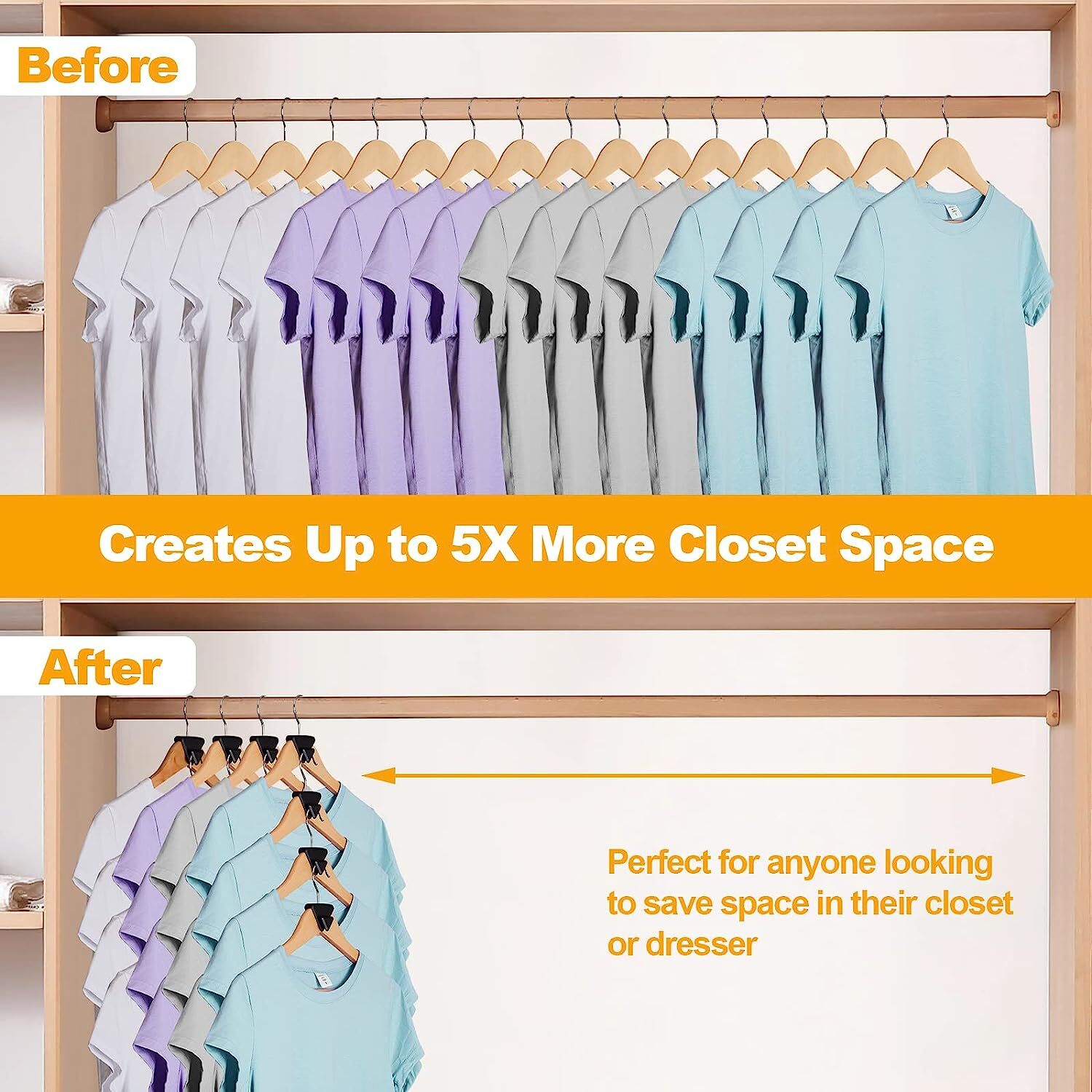 100pcs Clothes Hangers Space Saving Closet Organizers Heavy Duty Hanger Extender