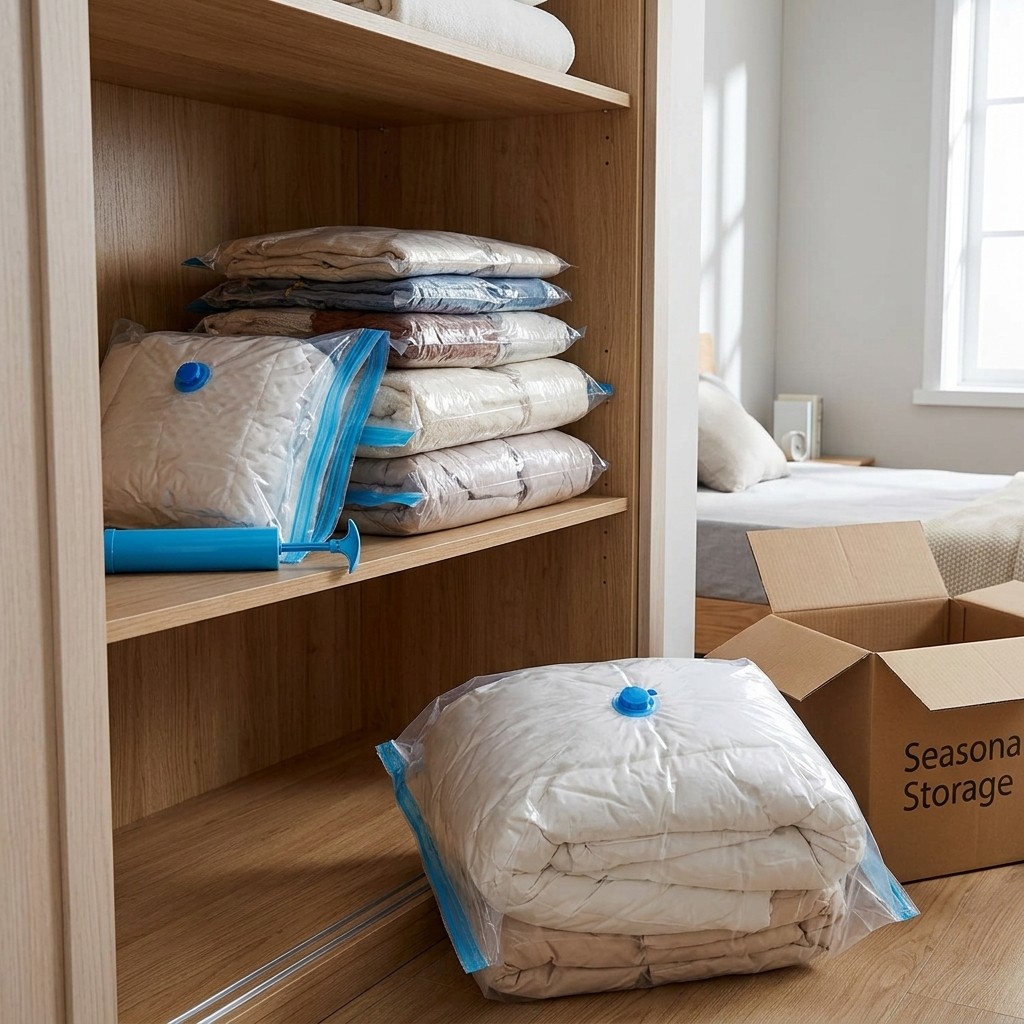 3 Size Vacuum Storage Bags Compression Bags with Hand Pump for Clothes Bedding