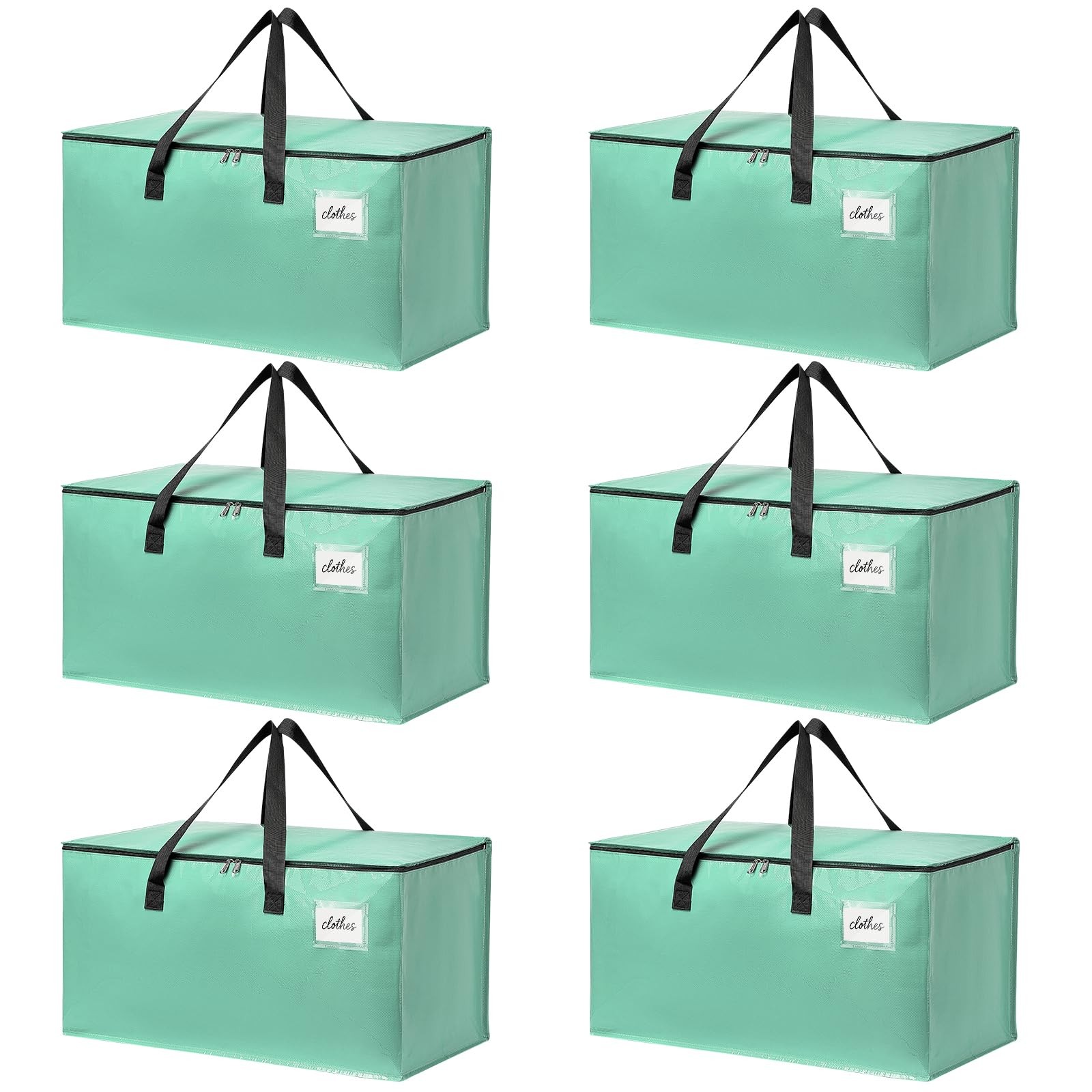 Mint Green Extra Large Heavy Duty Moving Bags Storage Totes with Zippers Set
