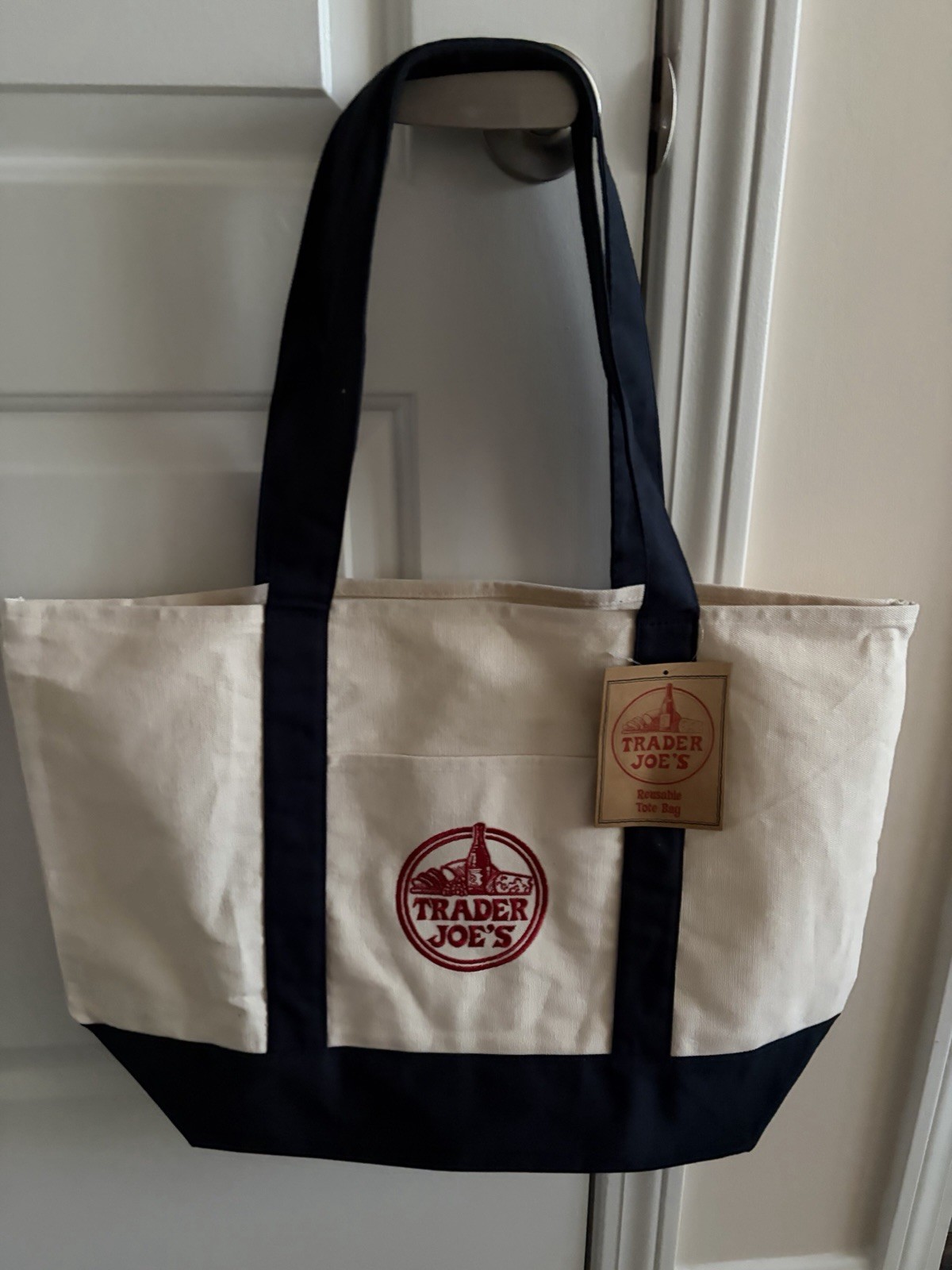 Trader Joe’s Canvas Tote Bag Navy Blue New