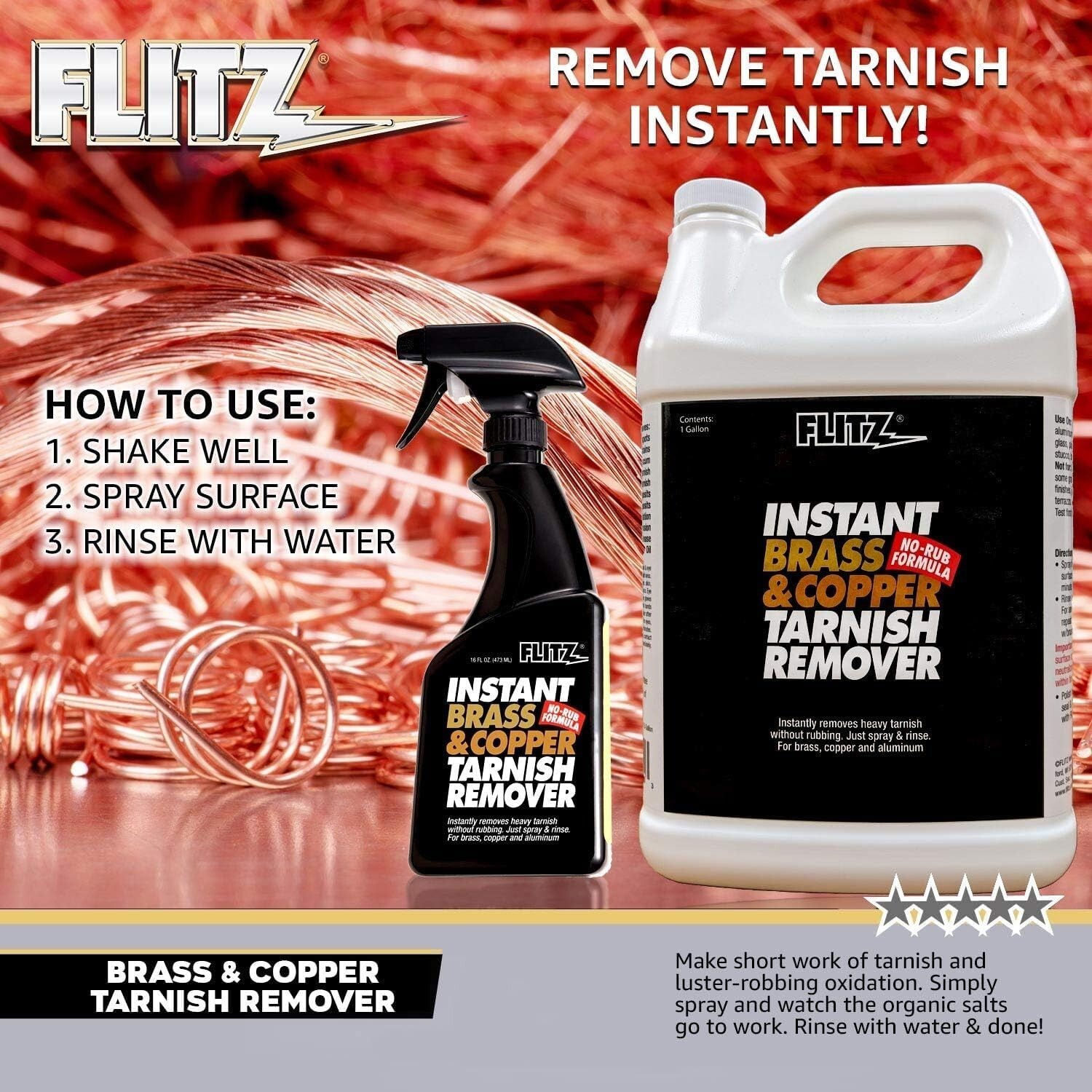 Tarnish Remover Spray Natural Brass Copper Metal Cleaner 16 oz Heavy Tarnish
