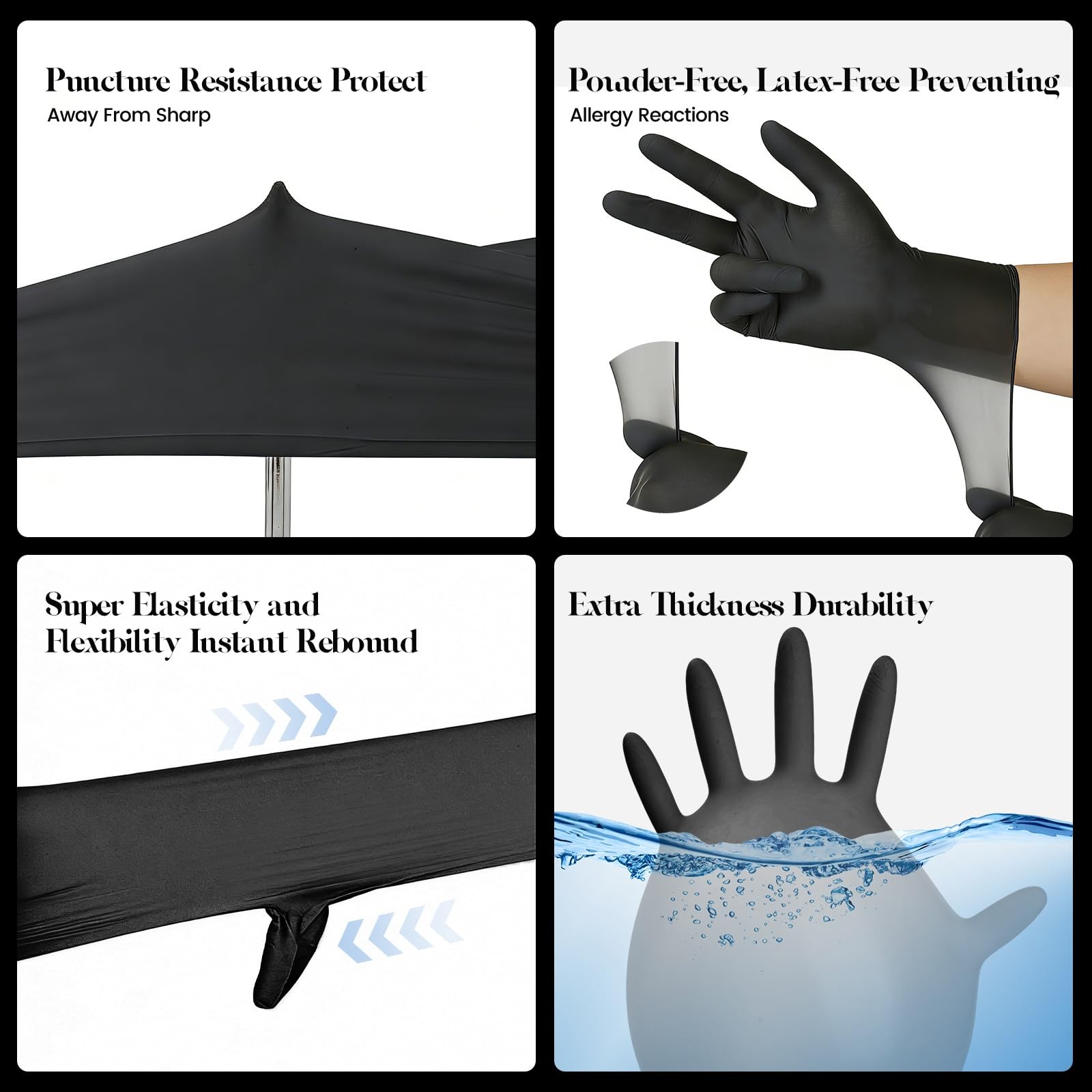 Xandoval Kids Nitrile Gloves for 6-10 Years, 5Mil Black Disposable Gloves for…