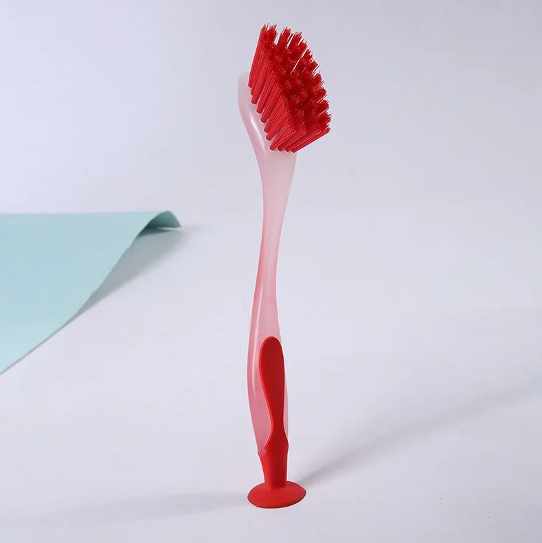 1 pc Vertical Suction Cup Pot Cleaning Brush Long Handle Kitchen Scrubber