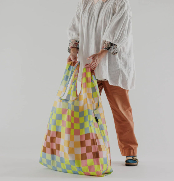 NWT BIG Baggu Big Check Multi Large Reusable Tote Bag CHECKERED Pastels