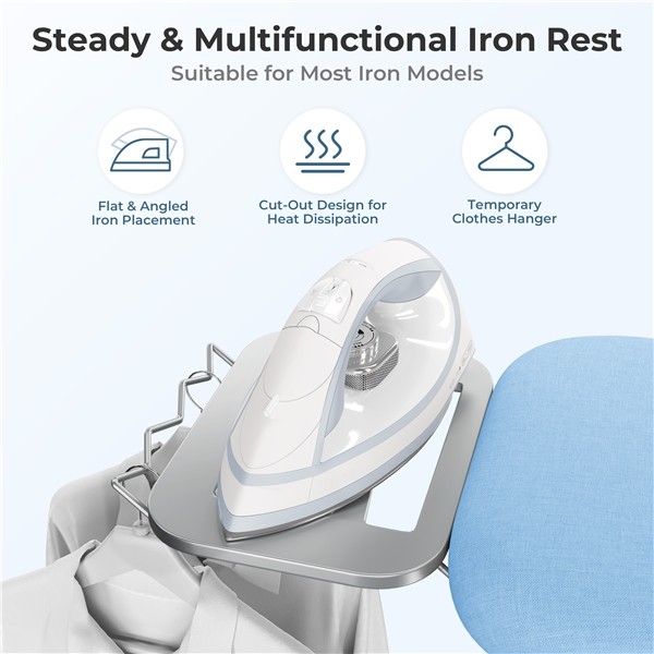 Foldable Height-adjustable Ironing Board with 4 Legs for Laundry, Living Room
