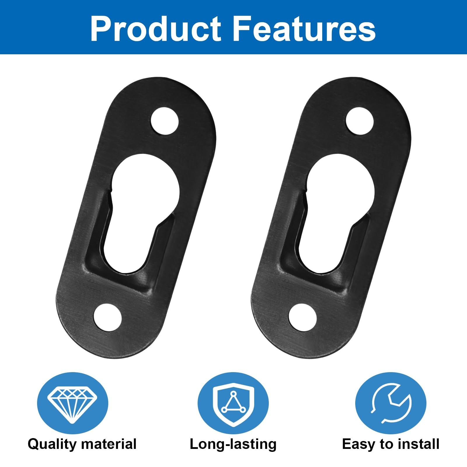 Black Keyhole Hangers, 30 Pack, Metal Hanging Bracket 1.65 x 0.63 in
