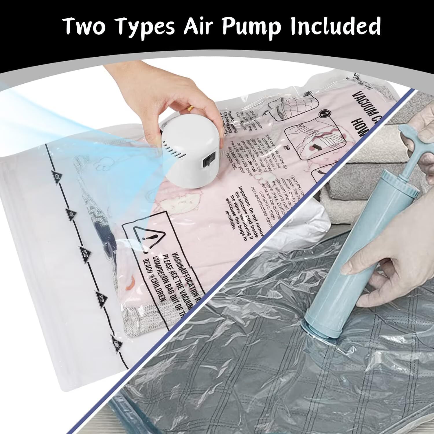 Vacuum Storage Bags with Electric Air Pump, 10 Pack (2 x Jumbo, 4 x Medium, 4 x
