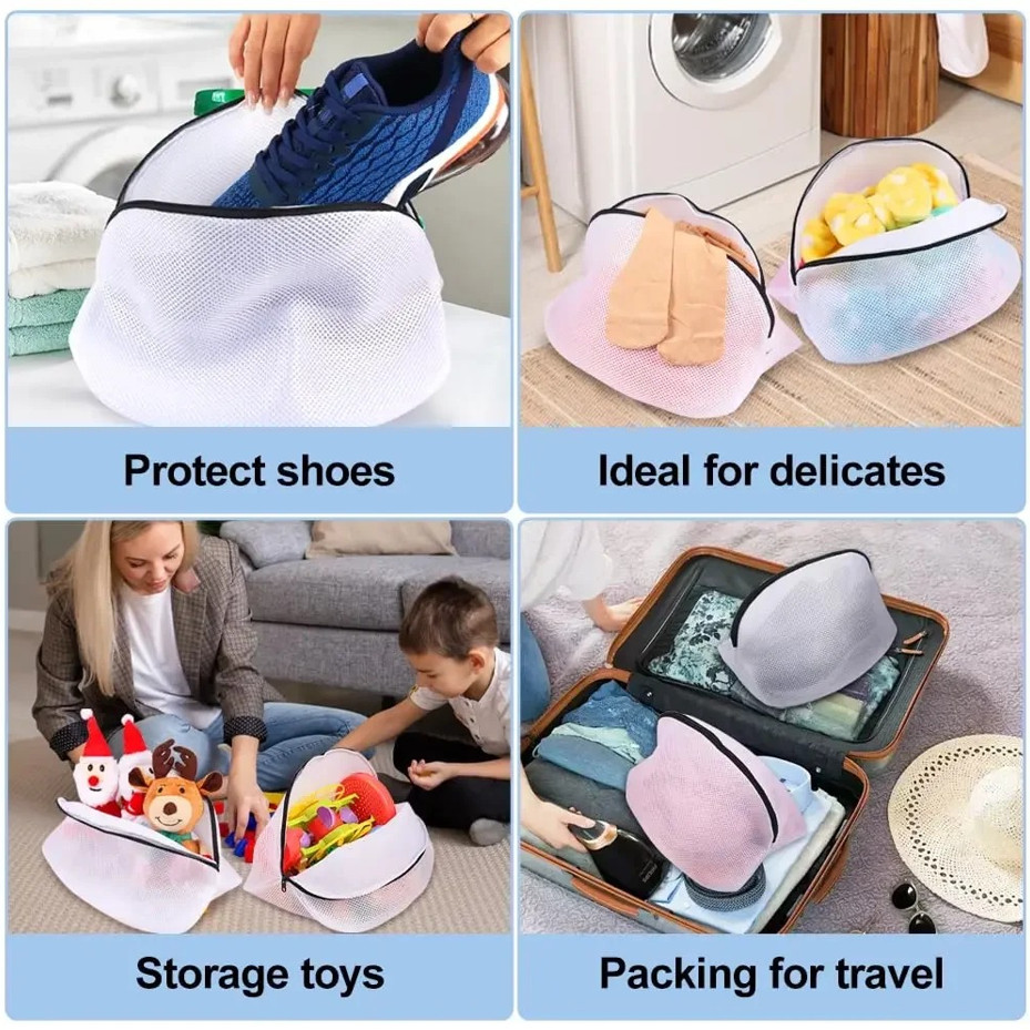 1 pc Shoe Washing Bag Mesh Laundry Storage Organizer with Zipper NEW