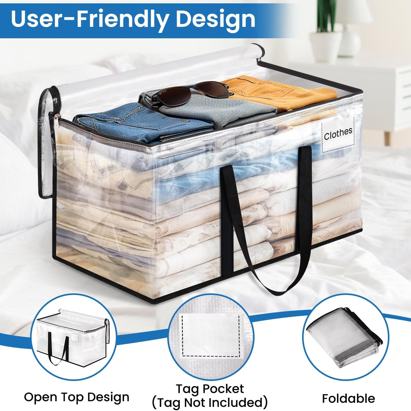 RoomHacks Moving Bags, Heavy Duty Large Storage 88L, 88L- 6Packs, Clear