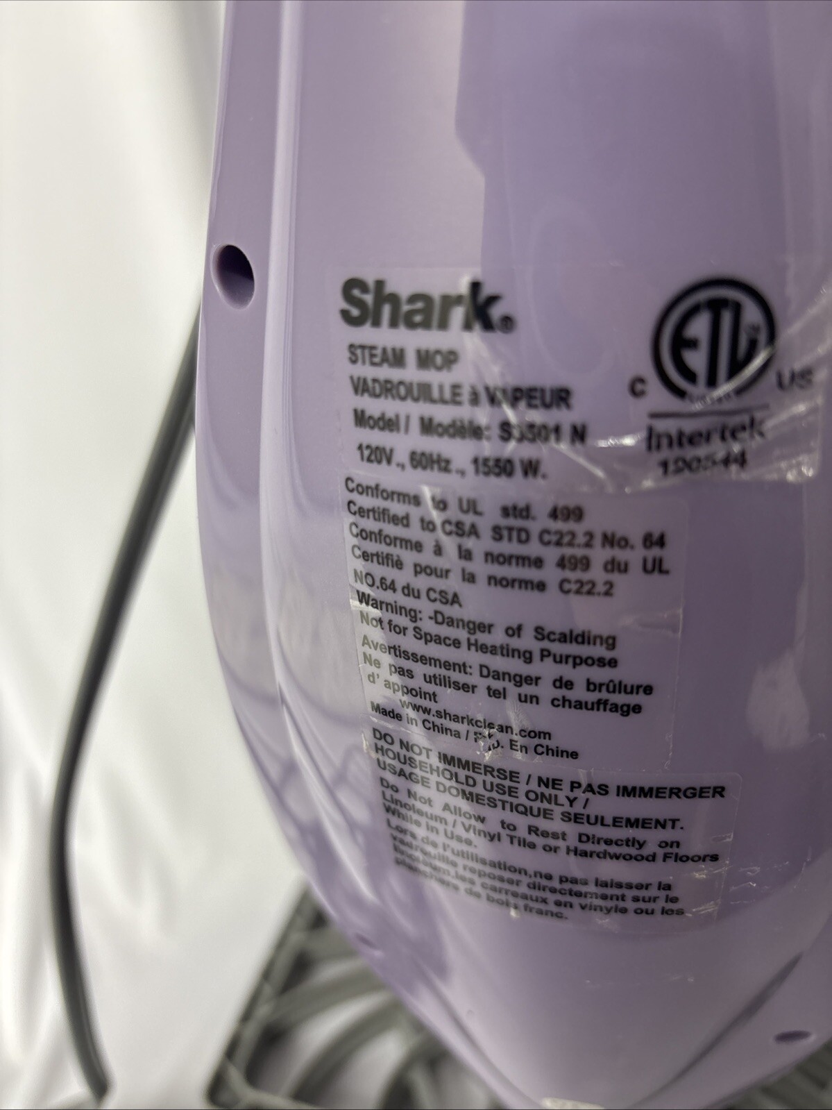 Shark S3501 Steam Pocket Mop Hard Floor Cleaner, Purple No Box
