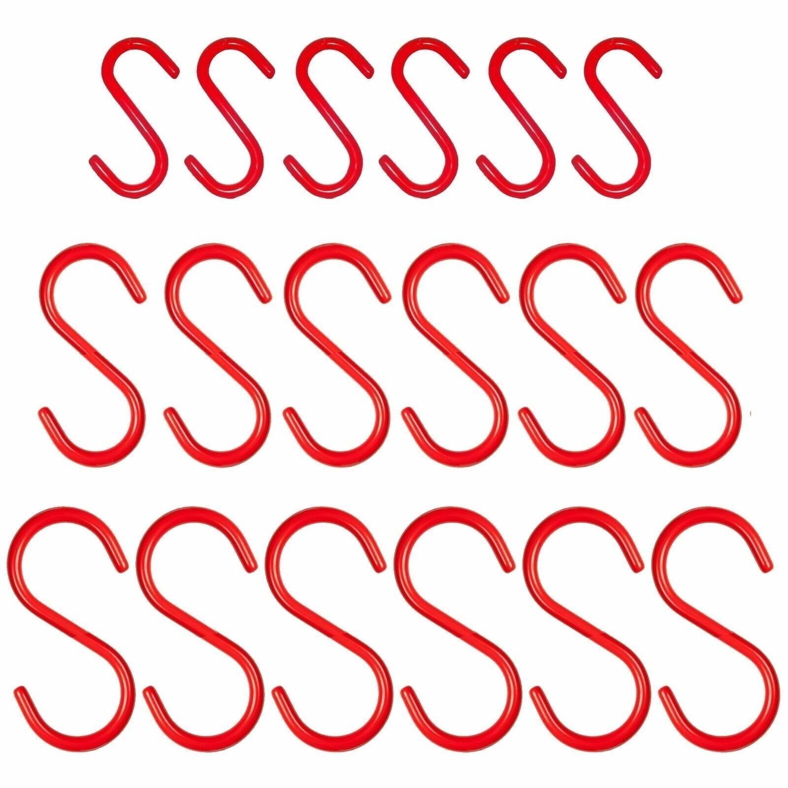 18 Pcs Red Vinyl Coated S Shaped Hooks Set for Hanging Kitchen Rack 3″ + 4″ + 5″