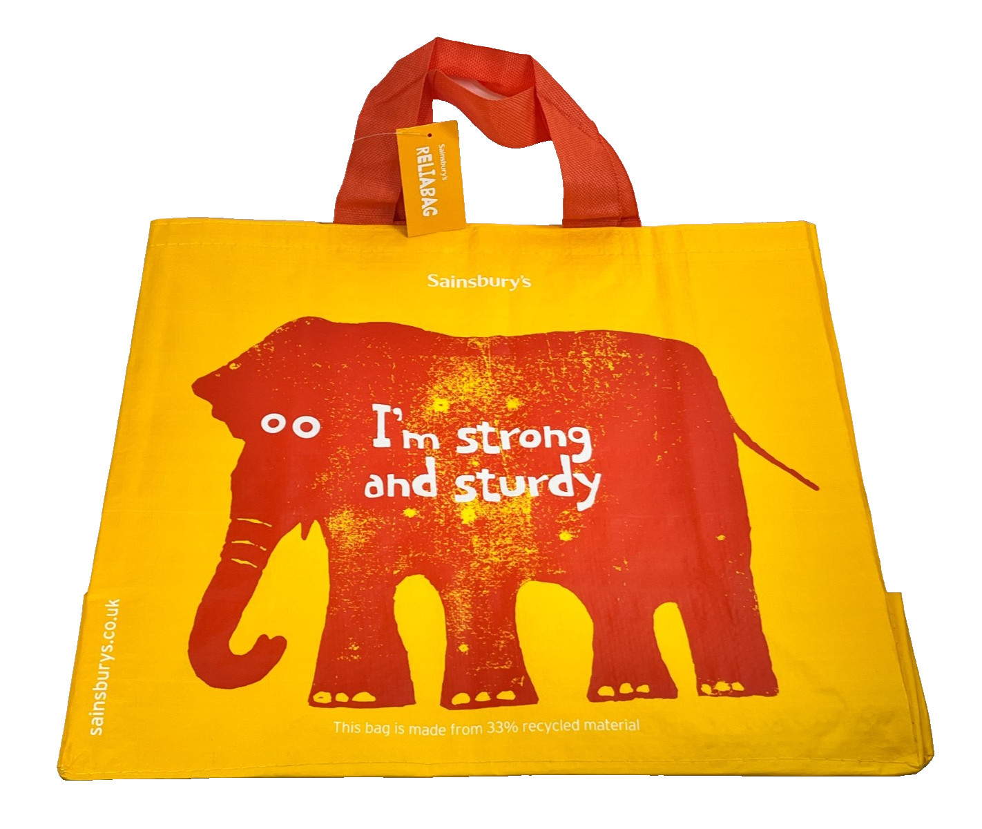 Sainsburys Elephant Tote Reuseable Shopping Bag Orange Yellow UK British Shopper