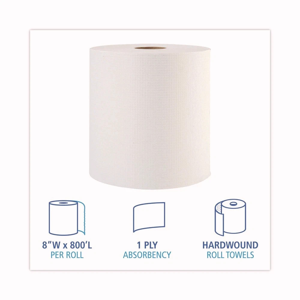 Boardwalk 6254B 8″ x 800′ 1-Ply Hardwound Paper Towels – White (6/Carton) New