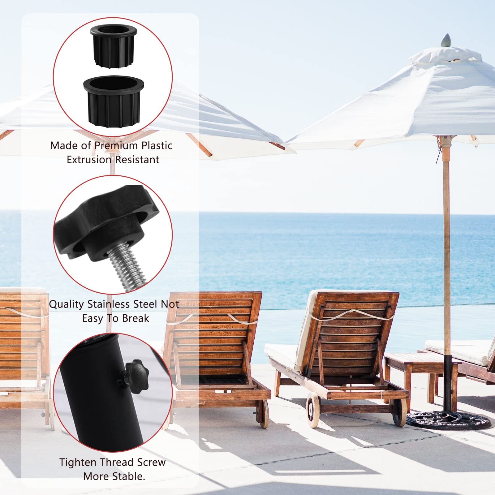 6 Pcs Umbrella 2.5 inches (W) x 3.5 (L) x 0.25 (H), Black 6