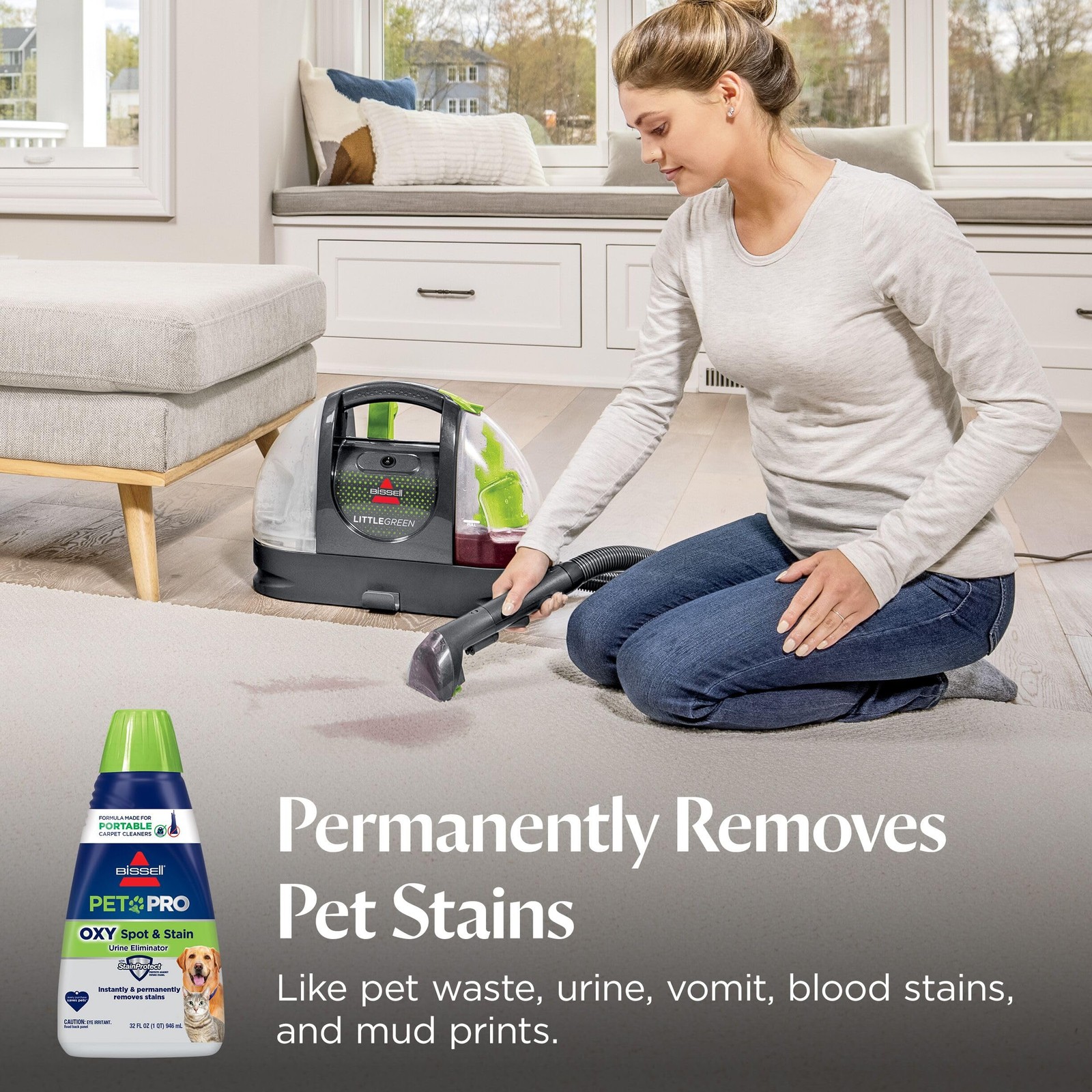 Bissell PET PRO OXY Spot & Stain Formula for Portable Carpet Cleaners, 32 Oz., 2