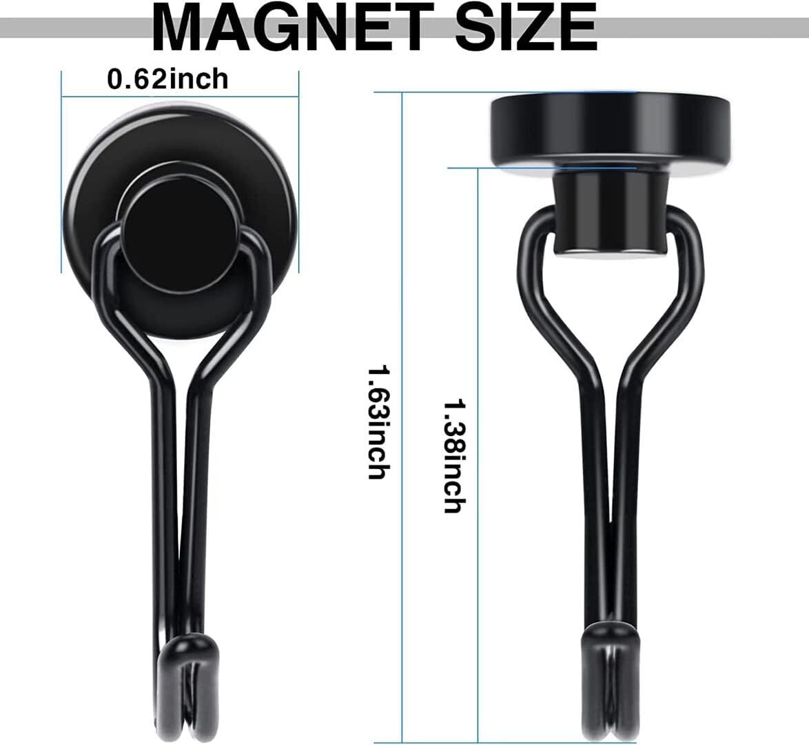 10Pcs Black Swivel Swing Magnetic Hooks 30Lbs for Refrigerator Grill Key Holder