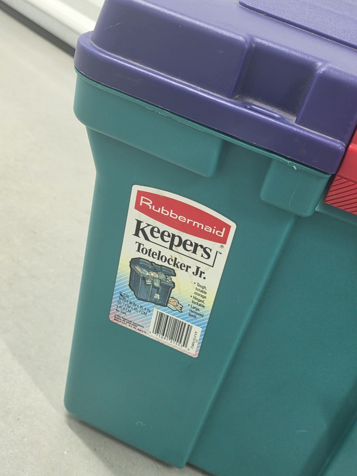 RARE Vintage 1990s Rubbermaid Keepers Totelocker Jr. – Aqua Colorblock Tote