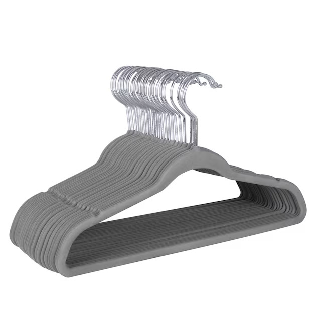 Simplify 25 -Pack Grey Plastic Clothes Hanger 13-in x 8-in