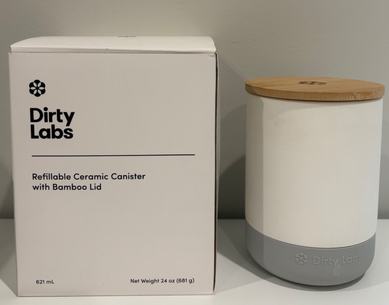 Dirty Labs Refillable Ceramic Canister with Wood | 621ml – New in Box