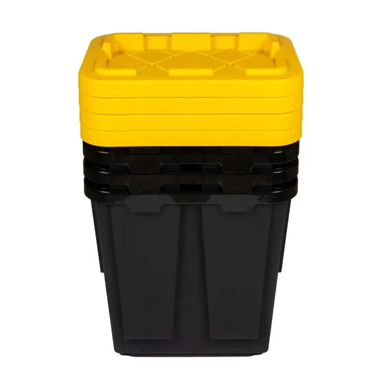 PLASTIC CONTAINERS BIN STORAGE BINS WITH LIDS STACKABLE TOTES 12 GALLON TUBS 4PK