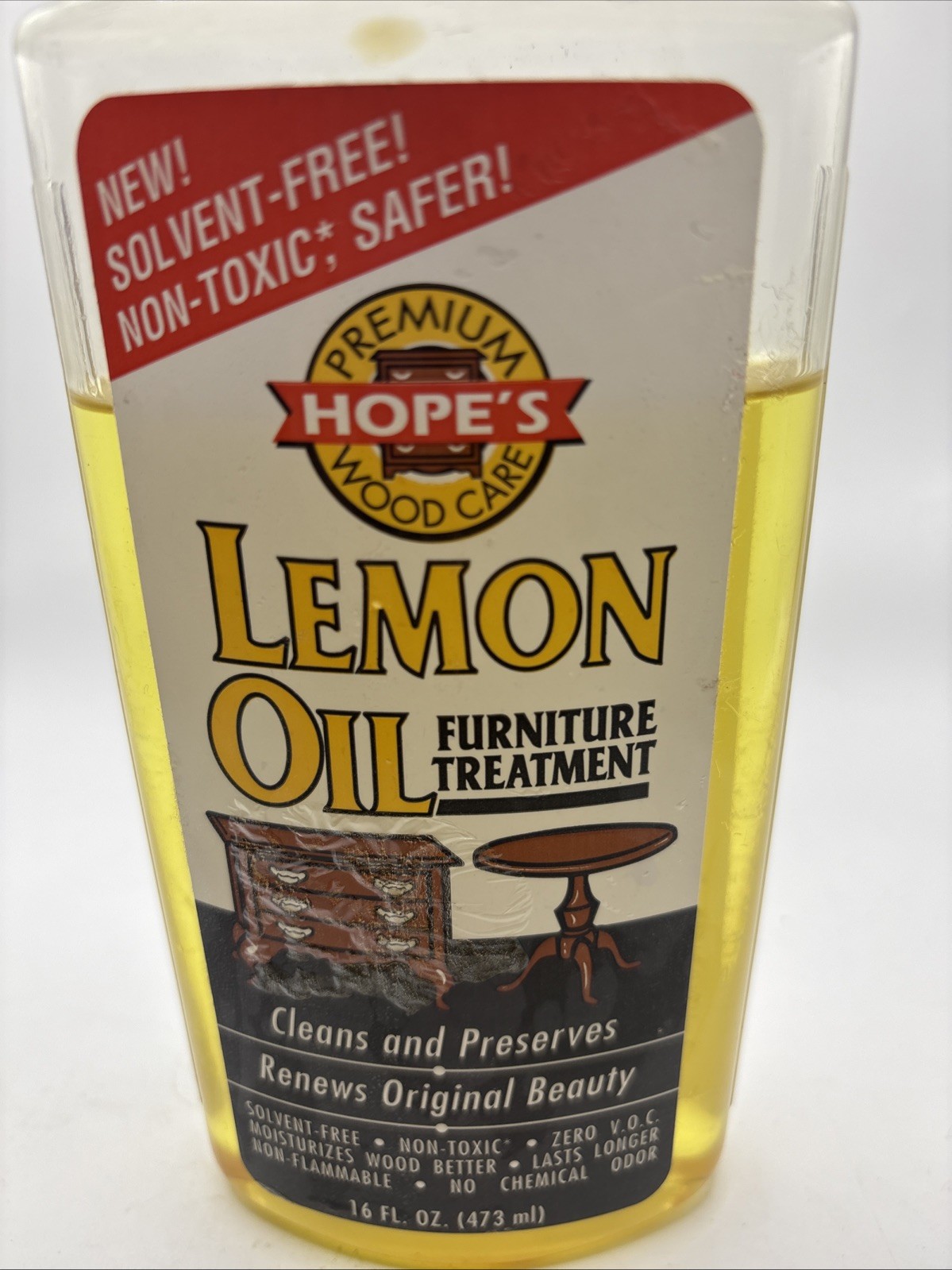 Vtg Hope’s Lemon Oil Furniture Treatment 16 oz Non-Toxic Solvent Free 85% Full