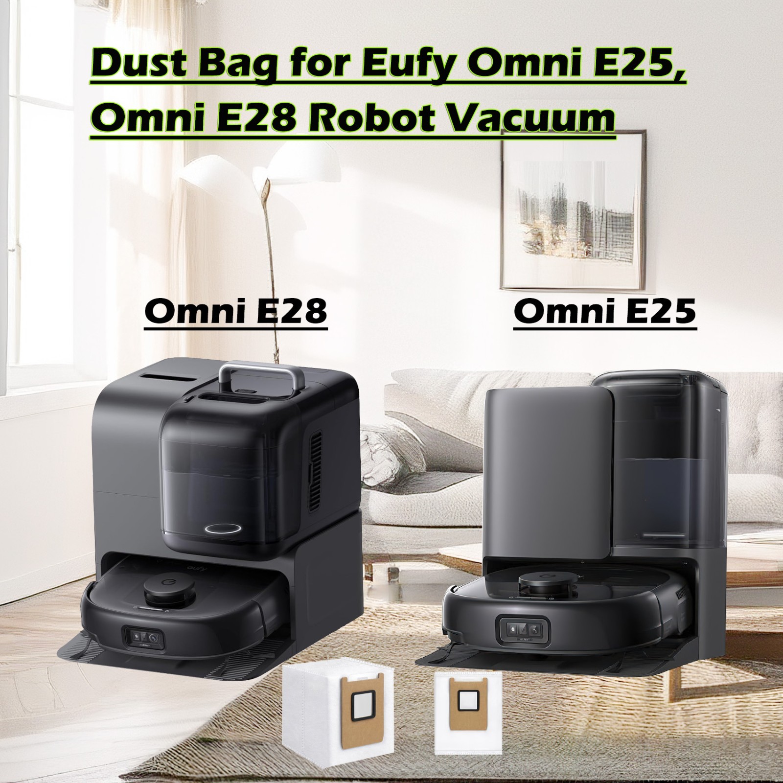 16 Pack Dust Bags for Eufy Omni E25, Omni E28 Robot Vacuum