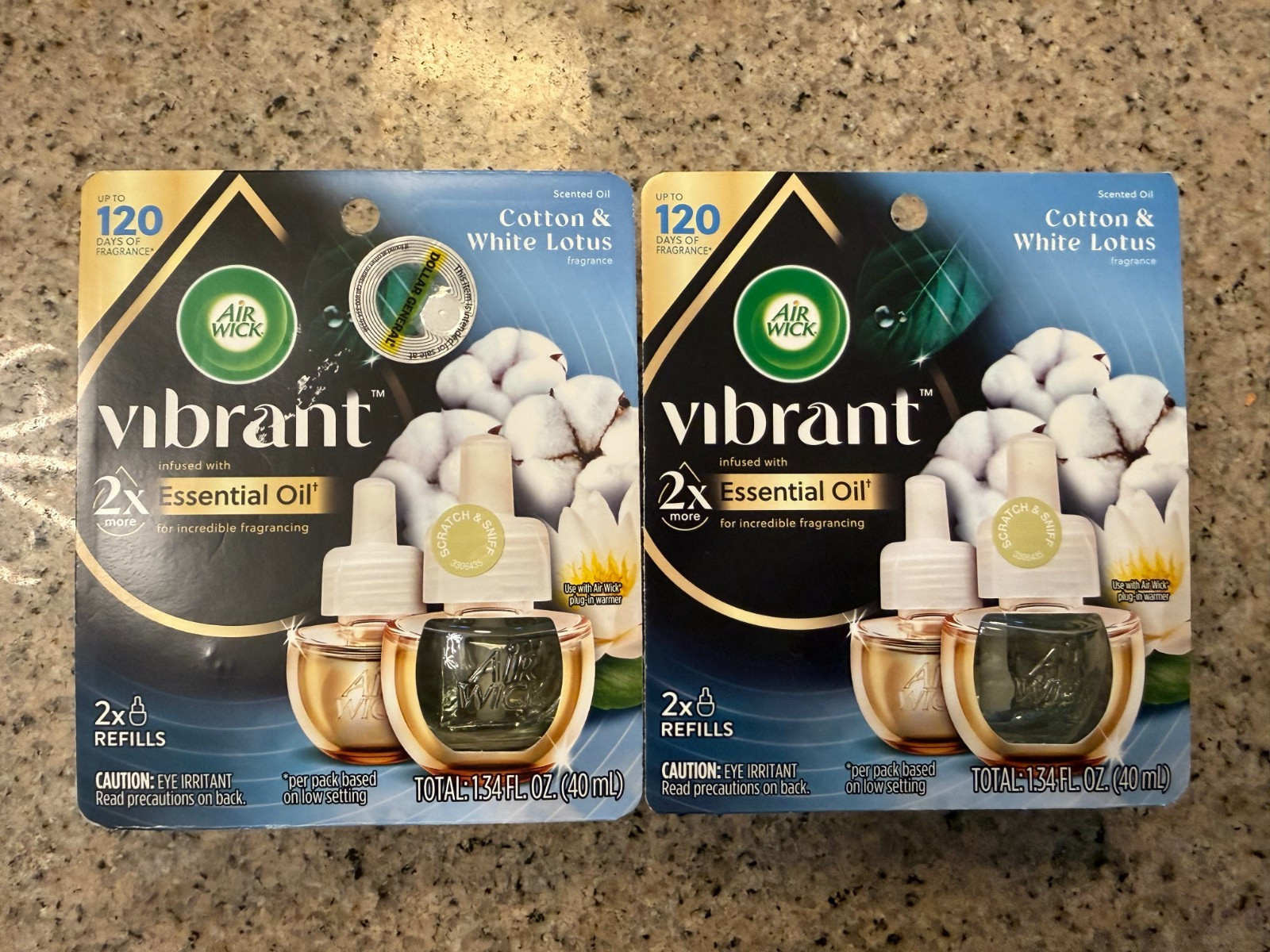 Air Wick Vibrant Scented Oil Refills Cotton & White Lotus 4 pack NEW