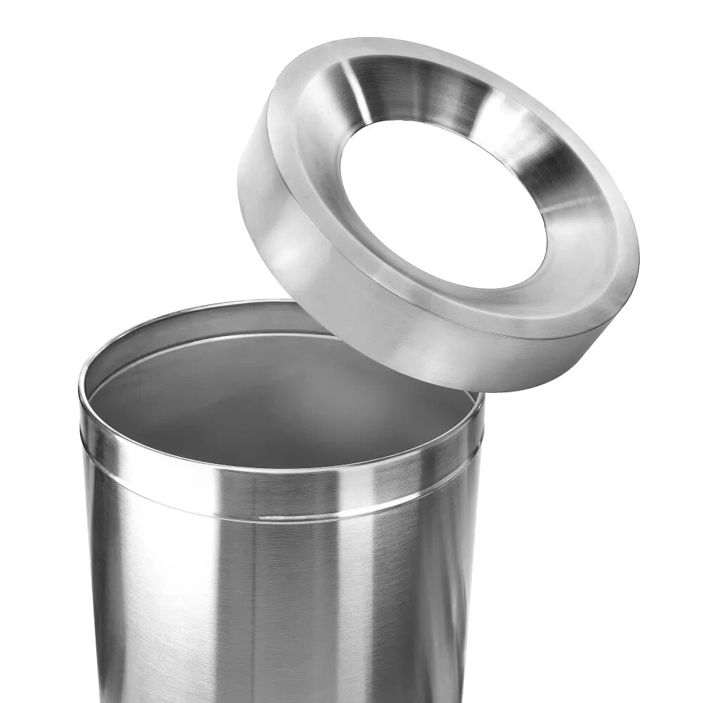 Alpine Industries 50-Gallon Stainless Steel Indoor Trash Can w/ Funnel Open Top.