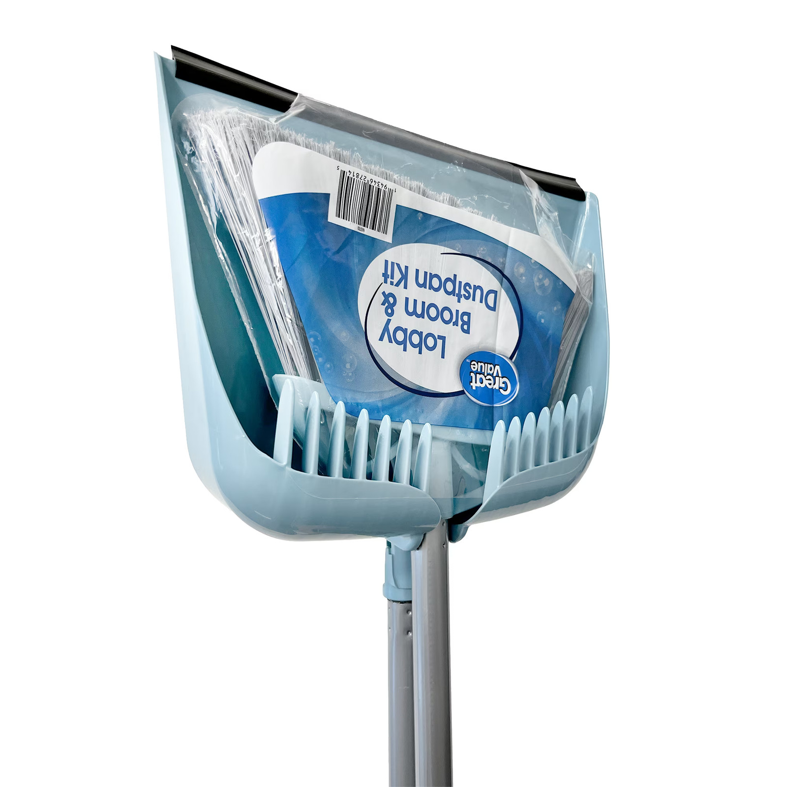 Lobby Broom and Dustpan Set, 2.75″ x 11.81″ x 41″, Blue